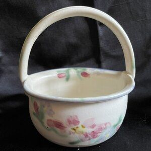 Clouds Folsom Pottery Basket Floral design Signed Pottery Vintage 1993 #32